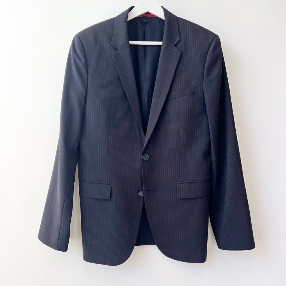 ❤️ Hugo Boss Men wool Aeron 2/Harmen 2 sport coat ,Black pin striped, Size 36R